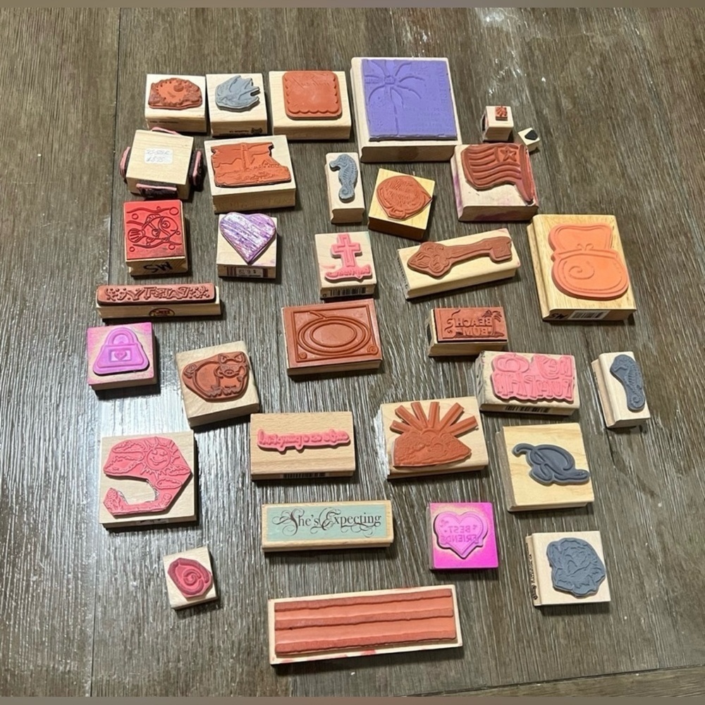 Assorted Rubber Stamps Set Some are brand new some are used